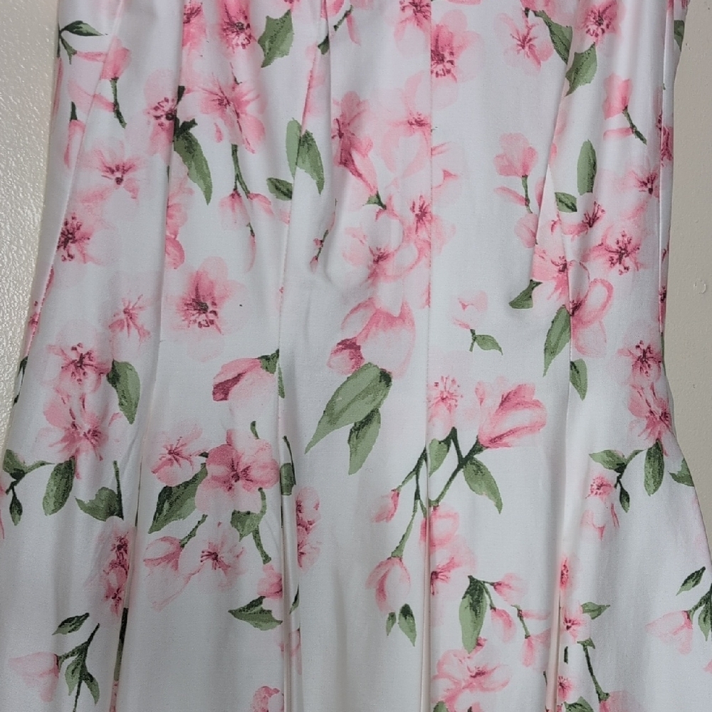 Ralph Lauren Sleeveless Floral Pink/White A-Line Dress, Size 8 - Picture 7 of 8